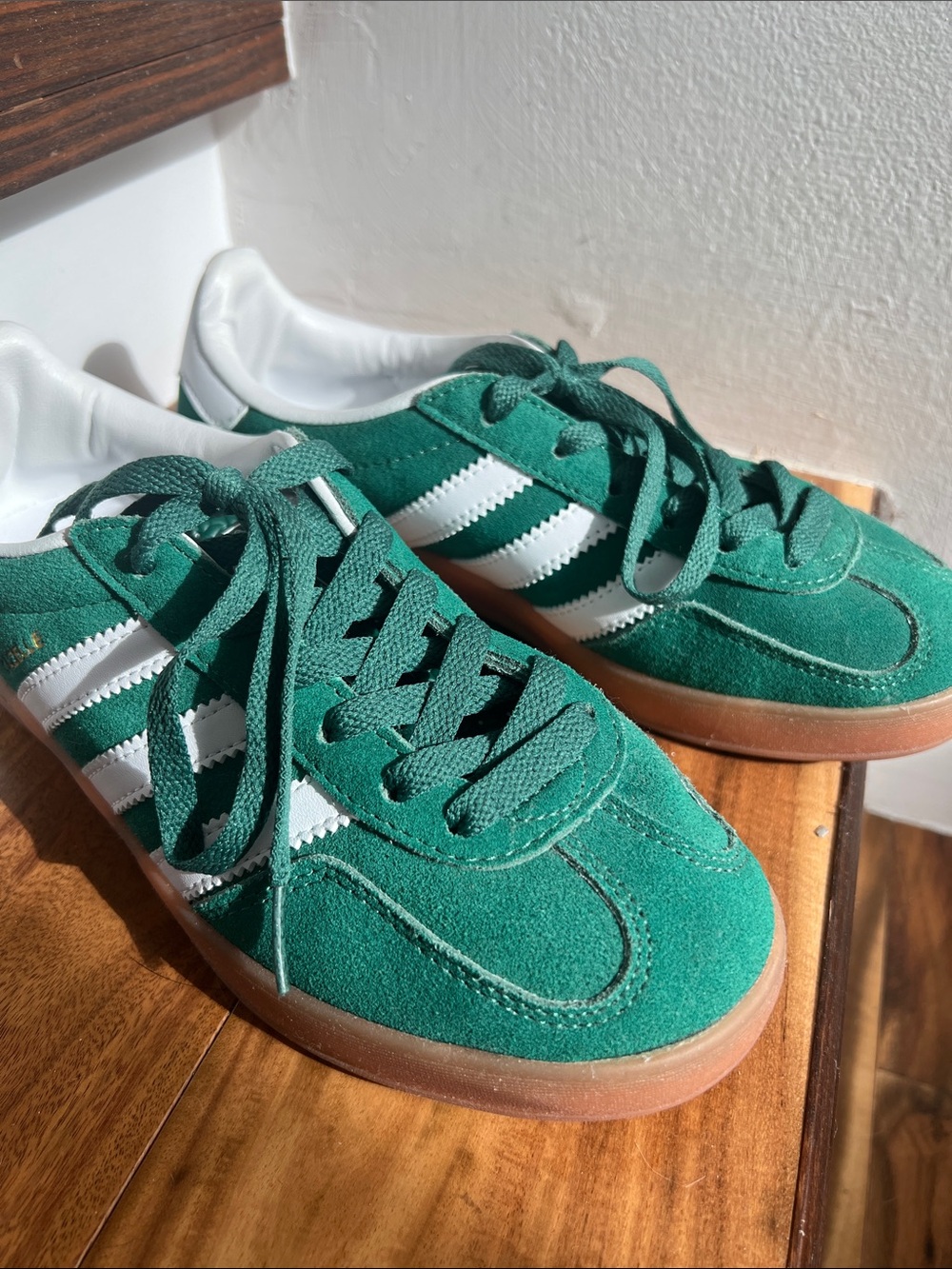 Adidas Gazelle Indoor Green Suede Gum Sole Sneakers